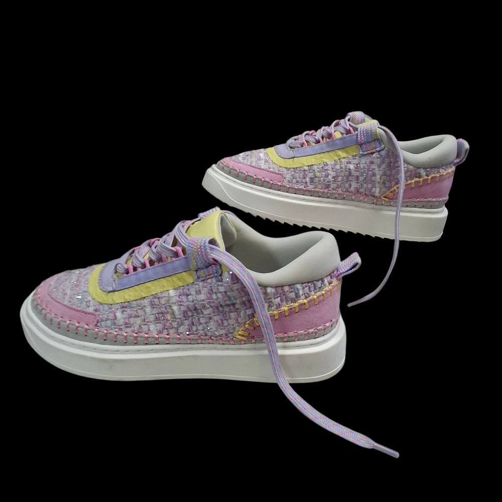 Steve Madden Charly Girl Youth Woven Multi Pastel Lace-Up Sneakers   Kids Size 4 - Picture 6 of 16